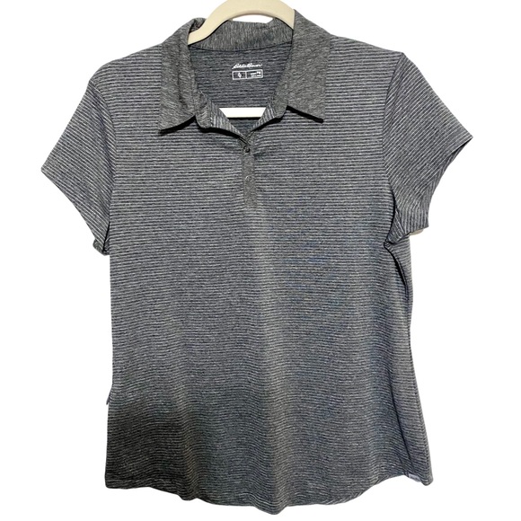 Eddie Bauer Gray Striped Athletic Polo - Picture 1 of 6
